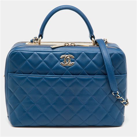 chanel blue bowling bag|Chanel 2020 large bowling bag.